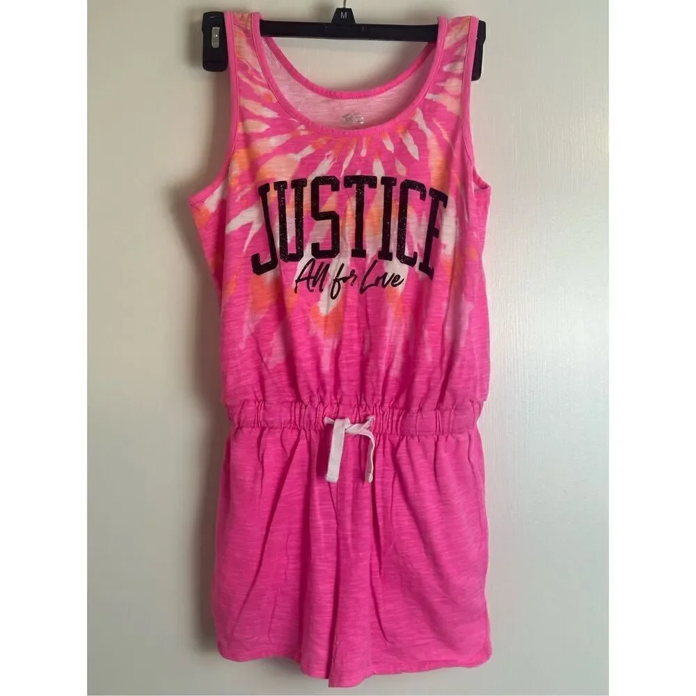 Justice girls’ bright pink romper size large